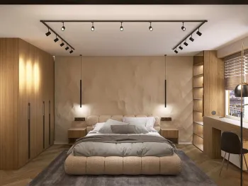 Интерьер спальни cветильниками над кроватью  смотреть на Basicdecor