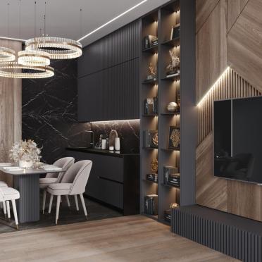 Интерьер гостиной c подсветкой  смотреть на Basicdecor