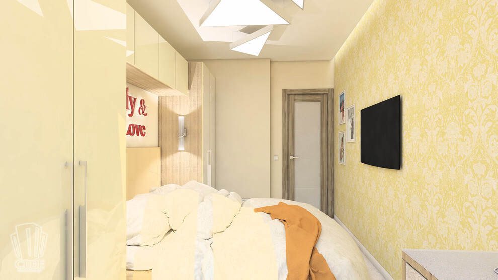 Интерьер детской с подсветкой настенной, подсветкой светодиодной и светильниками над кроватью