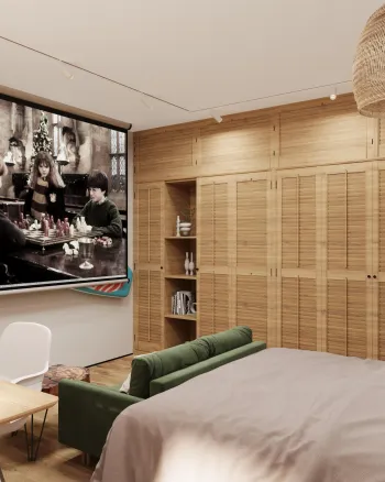 Интерьер офиса с телевизором на стене  смотреть на Basicdecor