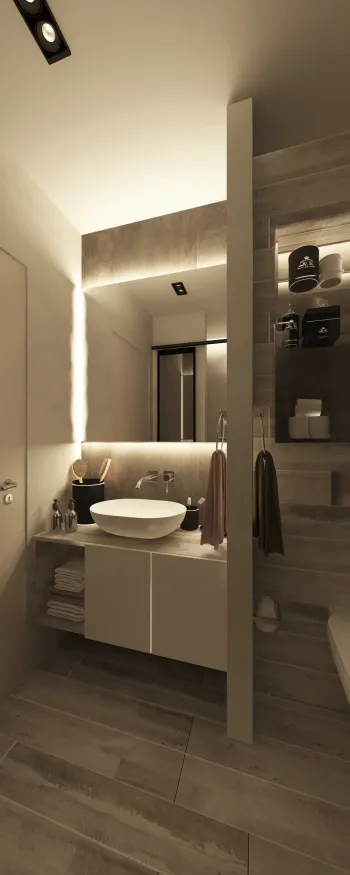 Интерьер ванной c подсветкой в современном стиле смотреть на Basicdecor