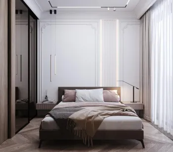 Интерьер спальни cветильниками над кроватью  смотреть на Basicdecor