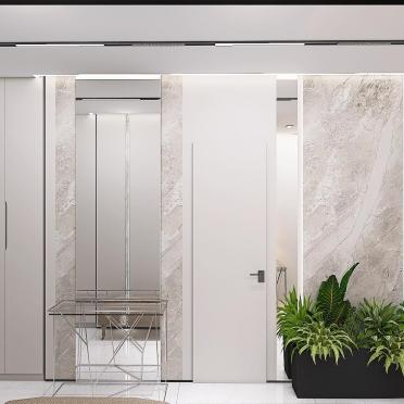 Интерьер прихожей с зеркалом на двери  смотреть на Basicdecor