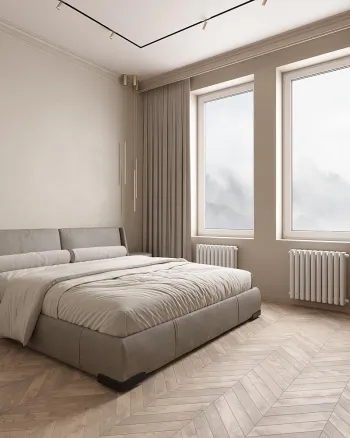 Интерьер спальни с жалюзи  смотреть на Basicdecor
