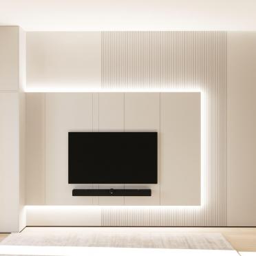 Интерьер гостиной c подсветкой  смотреть на Basicdecor