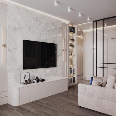Интерьер гостиной с нишей с подсветкой и с подсветкой  смотреть на Basicdecor