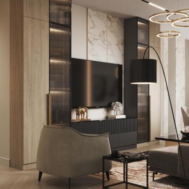 Интерьер гостиной c подсветкой  смотреть на Basicdecor