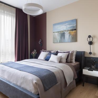 Интерьер спальни cветильниками над кроватью  смотреть на Basicdecor