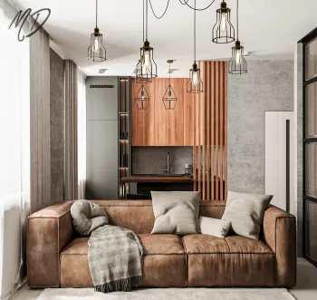 Интерьер гостиной в стиле лофт смотреть на Basicdecor
