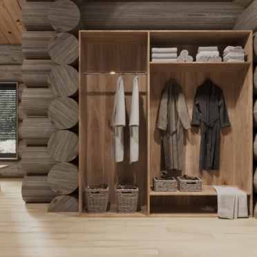 Интерьер гардеробной с хранением верхней одежды  смотреть на Basicdecor