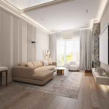Интерьер гостиной c подсветкой  смотреть на Basicdecor