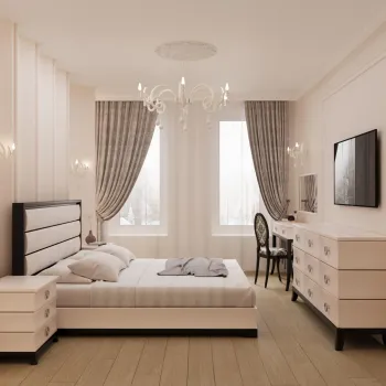 Интерьер спальни cветильниками над кроватью  смотреть на Basicdecor