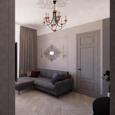 Интерьер гостиной с проходной и аркой  смотреть на Basicdecor