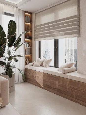 Интерьер с подоконником диван   смотреть на Basicdecor