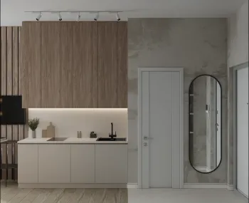 Интерьер ванной с зеркалом на двери  смотреть на Basicdecor