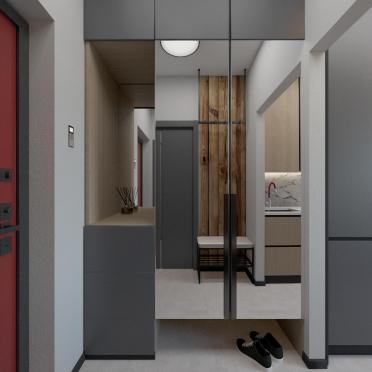 Интерьер прихожей с проходной, подсветкой светодиодной и с подсветкой смотреть на Basicdecor