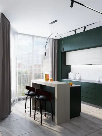 Интерьер кухни с барной стойкой  смотреть на Basicdecor