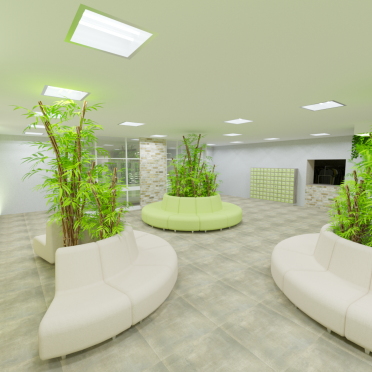 Интерьер гостиной с искусственным газоном  смотреть на Basicdecor