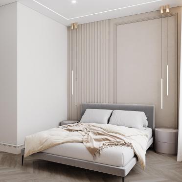 Интерьер спальни cветильниками над кроватью  смотреть на Basicdecor