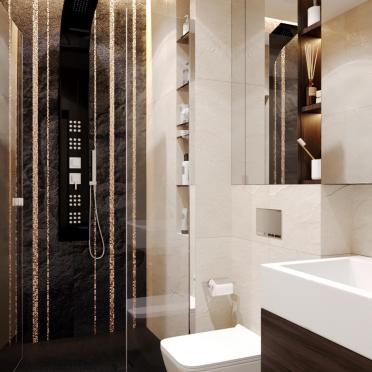 Интерьер ванной с душевой из плитки  смотреть на Basicdecor