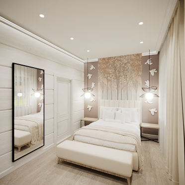 Интерьер спальни cветильниками над кроватью  смотреть на Basicdecor