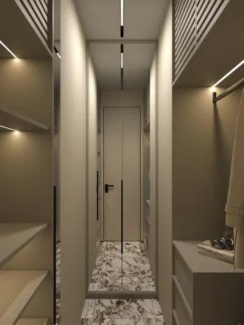 Интерьер коридора cветовыми линиями  смотреть на Basicdecor