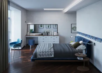 Интерьер спальни cветильниками над кроватью  смотреть на Basicdecor