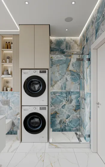 Интерьер ванной с постирочной  смотреть на Basicdecor