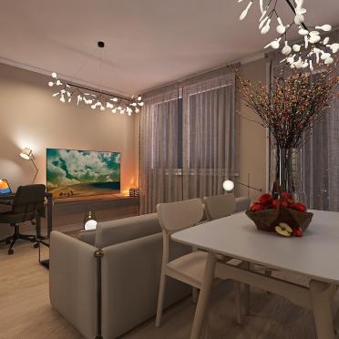 Интерьер столовой с нишей с подсветкой и с подсветкой  смотреть на Basicdecor