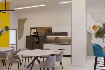 Интерьер кухни cветовыми линиями  смотреть на Basicdecor