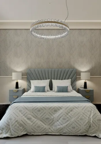Интерьер спальни cветильниками над кроватью  смотреть на Basicdecor