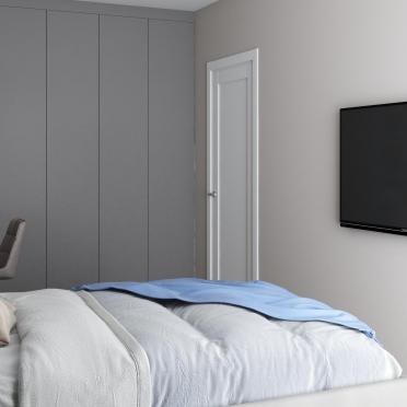 Интерьер спальни с телевизором на стене  смотреть на Basicdecor