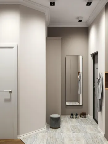 Интерьер прихожей с зеркалом на двери  смотреть на Basicdecor