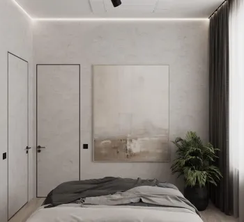 Интерьер спальни cветильниками над кроватью и акцентной стеной за кроватью  смотреть на Basicdecor