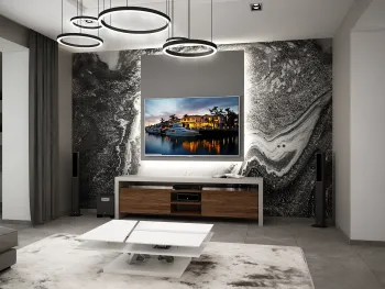 Интерьер гостиной с телевизором на стене в современном стиле смотреть на Basicdecor