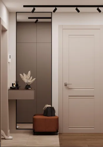Интерьер прихожей с зеркалом на двери  смотреть на Basicdecor