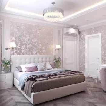 Интерьер спальни cветильниками над кроватью  смотреть на Basicdecor