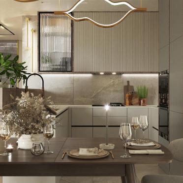 Интерьер гостиной cветильниками над столом  смотреть на Basicdecor