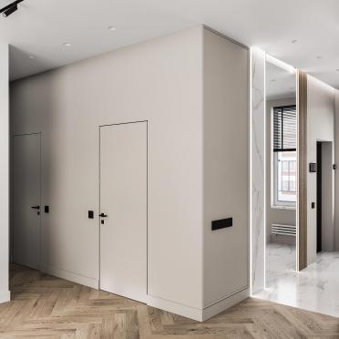 Интерьер с проходной и зеркалом на двери  смотреть на Basicdecor