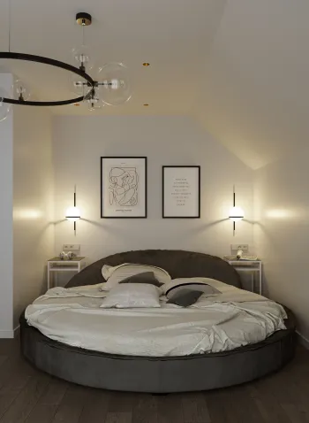Интерьер спальни cветильниками над кроватью  смотреть на Basicdecor