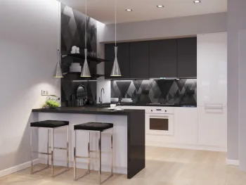 Интерьер кухни с без окна в современном стиле смотреть на Basicdecor