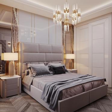 Интерьер спальни cветильниками над кроватью  смотреть на Basicdecor