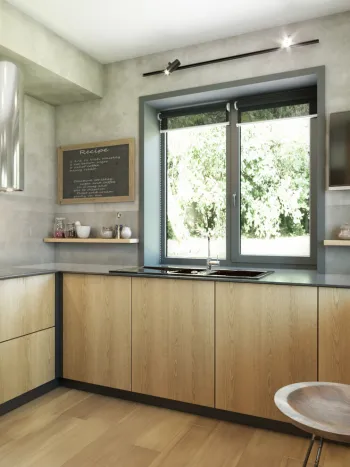 Интерьер кухни с кухней у окна  смотреть на Basicdecor