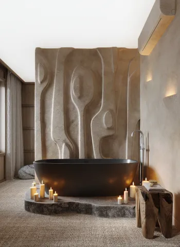 Интерьер ванной и спальни в современном стиле и бохо смотреть на Basicdecor