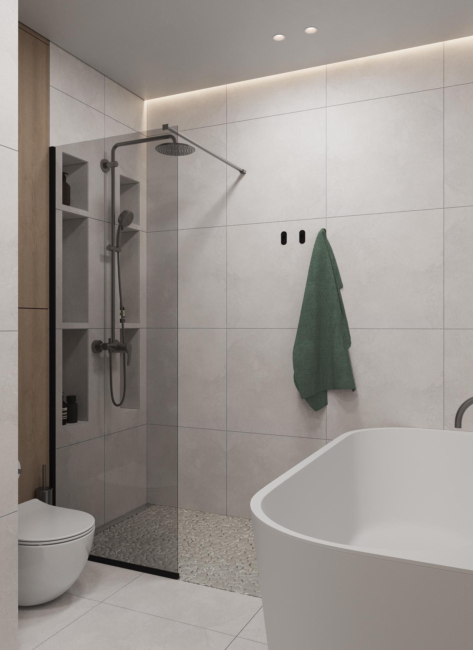 Интерьер ванной, проект «ЖК Discovery Residence (3 проект)» Интерьер ванной смотреть на Basicdecor