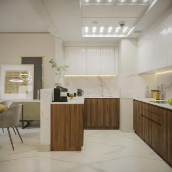 Интерьер кухни с нишей с подсветкой и с подсветкой  смотреть на Basicdecor