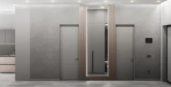 Интерьер с зеркалом на двери в модернизме смотреть на Basicdecor