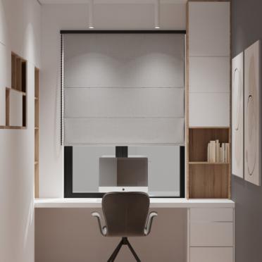 Интерьер c рабочим местом и жалюзи в современном стиле смотреть на Basicdecor