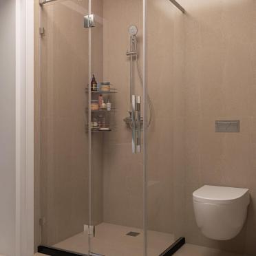 Интерьер ванной с душевой из плитки  смотреть на Basicdecor