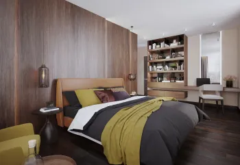 Интерьер спальни cветильниками над кроватью  смотреть на Basicdecor